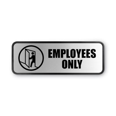 Consolidated Stamp 098206 Brushed Metal Office Sign, Employees Only, 9 x 3, Silver