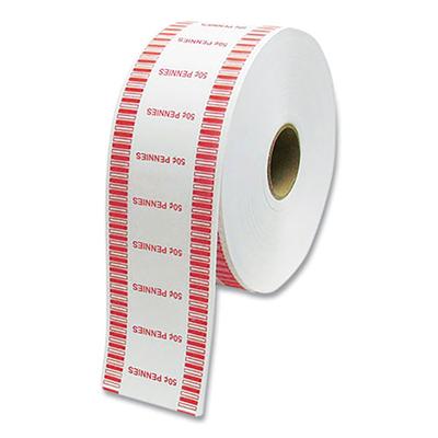 Controltek 575034 Automatic Coin Wrapper Roll for Coin Wrapping Machines, Pennies, $0.50, White/Red, 2,000/Roll, 8 Rolls/Carton - Case of 8