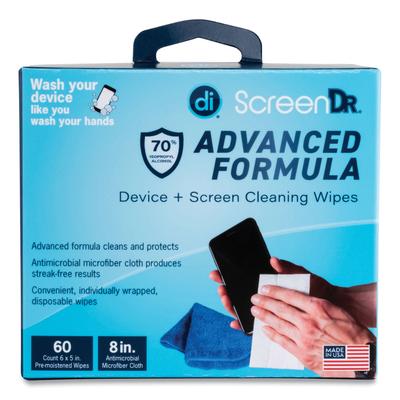 Digital Innovations 32347 ScreenDr Device and Screen Cleaning Wipes, Includes 60 White Wipes and 8