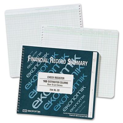 Ekonomik Systems DD Wirebound Check Register Accounting System, 8 3/4 x 10, 40 Pages