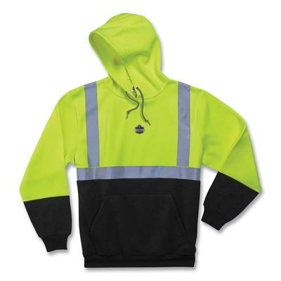 Ergodyne 21682 GloWear 8293 Hi-Vis Class 2 Hooded Sweatshirt Black Bottom, Polar Fleece, Small, Lime, Ships in 1-3 Business Days