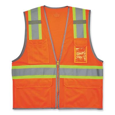 Ergodyne 24135 GloWear 8246Z Class 2 Two-Tone Mesh Reflective Binding Zipper Vest, Polyester, Large/XL, Orange, Ships in 1-3 Business Days EGO24135