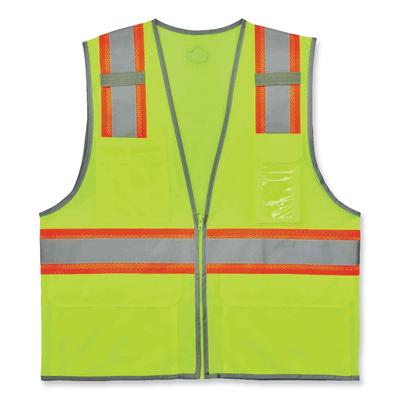 Ergodyne 24149 GloWear 8246Z Class 2 Two-Tone Mesh Reflective Binding Zipper Vest, Polyester, 4X-Large/5XL, Lime, Ships in 1-3 Business Days EGO24149