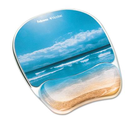 Fellowes 9179301 Photo Gel Mouse Pad with Wrist Rest with Microban Protection, 7.87 x 9.25, Sandy Beach Design