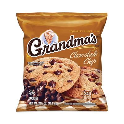 Grandma's 29500060 Homestyle Chocolate Chip Cookies, 2.5 oz Pack, 2 Cookies/Pack, 60 Packs/Carton