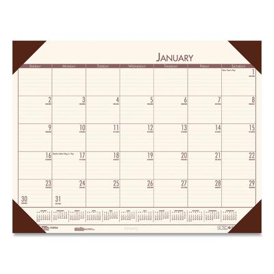 House Of Doolittle 124-41 EcoTones Recycled Monthly Desk Pad Calendar, 22 x 17, Moonlight Cream Sheets, Brown Corners, 12-Month (Jan to Dec): 2024