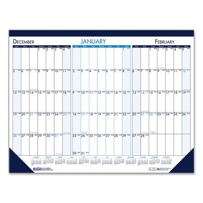 House Of Doolittle 136 Three Month Desk Pad, 22 x 17, White/Blue/Teal Sheets, Blue Binding, Blue Corners, 14-Month (Dec to Jan): 2023 to 2025