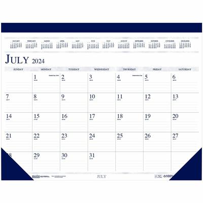 House Of Doolittle 155 Academic Desk Pad, 17"x22', 14Mths Jul-Aug, Blue