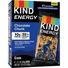 Kind 28717 Energy Bars - Trans Fat Free, Gluten-free, Individually Wrapped - Chocolate Chunk, Honey - 6 / Box - Box of 6 KND28717