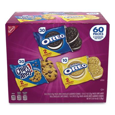 Nabisco 22000729 Cookie Variety Pack, Assorted Flavors, 0.77 oz Pack, 60 Packs/Box