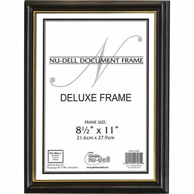 Nudell Plastics 17081 Deluxe Wood Document Frame, Plastic Face, 8-1/2 x 11, Black