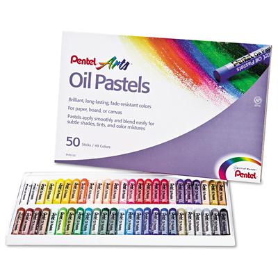 Pentel PHN-50 Oil Pastel Set With Carrying Case,45-Color Set, Assorted, 50/Set - Set of 50 PENPHN50