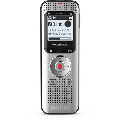 Philips DVT2050 Voice Tracer Audio Recorder - 8 GBSD, microSD Supported - 1.3" LCD - MP3, WAV - Headphone - 2370 HourspeaceRecording Time - Portable