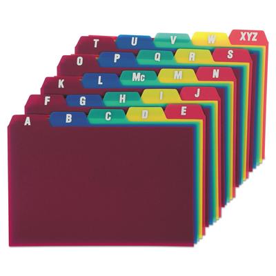 Oxford 73154 Durable Poly A-Z Card Guides, 1/5-Cut Top Tab, A to Z, 4 x 6, Assorted Colors, 25/Set - Pack of 25