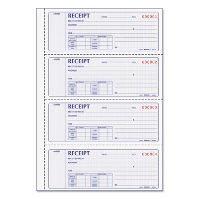 Rediform 8L806 Money Receipt Book, Softcover, Two-Part Carbonless, 7 x 2.75, 4 Forms/Sheet, 200 Forms Total