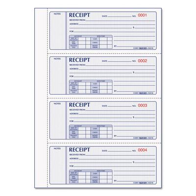 Rediform 8L818 Money Receipt Book, Hardcover, Three-Part Carbonless, 7 x 2.75, 4 Forms/Sheet, 200 Forms Total RED8L818