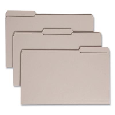 Smead 17334 Reinforced Top Tab Colored File Folders, 1/3-Cut Tabs, Legal Size, Gray, 100/Box - Box of 100