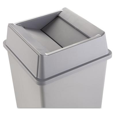 Rubbermaid FG266400GRAY Untouchable Square Swing Top Lid, Plastic, 20.13w x 20.13d x 6.25h, Gray