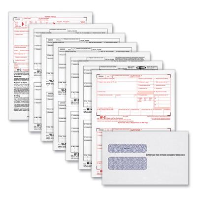 TOPS 22904KIT W-2 Tax Form/Envelope Kits, Six-Part Carbonless, 8.5 x 5.5, 2/Page, (24) W-2s and (1) W-3, 24/Sets - Pack of 24