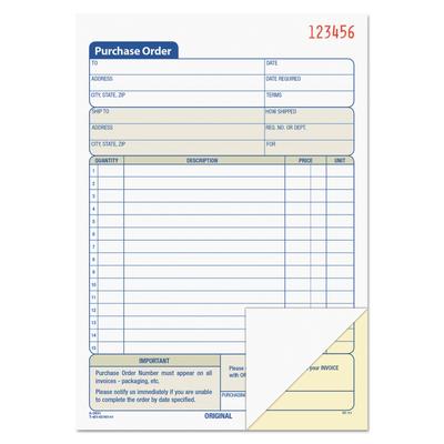 TOPS 46140 Purchase Order Book, Two-Part Carbonless, 5.56 x 8.44, 1/Page, 50 Forms TOP46140