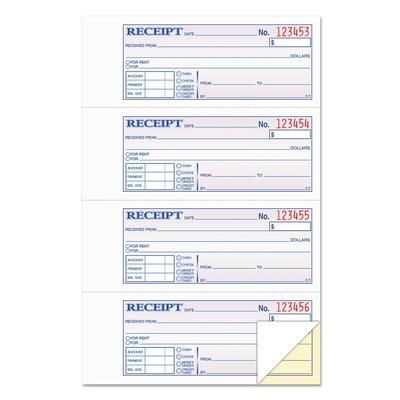TOPS 46816 Money and Rent Receipt Books, Two-Part Carbonless, 2.75 x 7.13, 4/Page, 400 Forms TOP46816