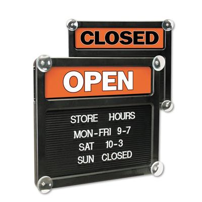 U.S. Stamp & Sign 3727 Double-Sided Open/Closed Sign w/Plastic Push Characters, 14 3/8 x 12 3/8