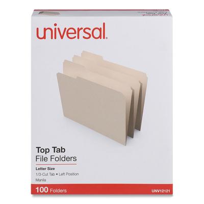 Universal Office Products 12121 Top Tab File Folders, 1/3-Cut Tabs: Left Position, Letter Size, 0.75