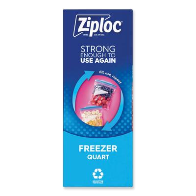 Ziploc® 314444 Double Zipper Freezer Bags, 1 qt, 2.7 mil, 6.97