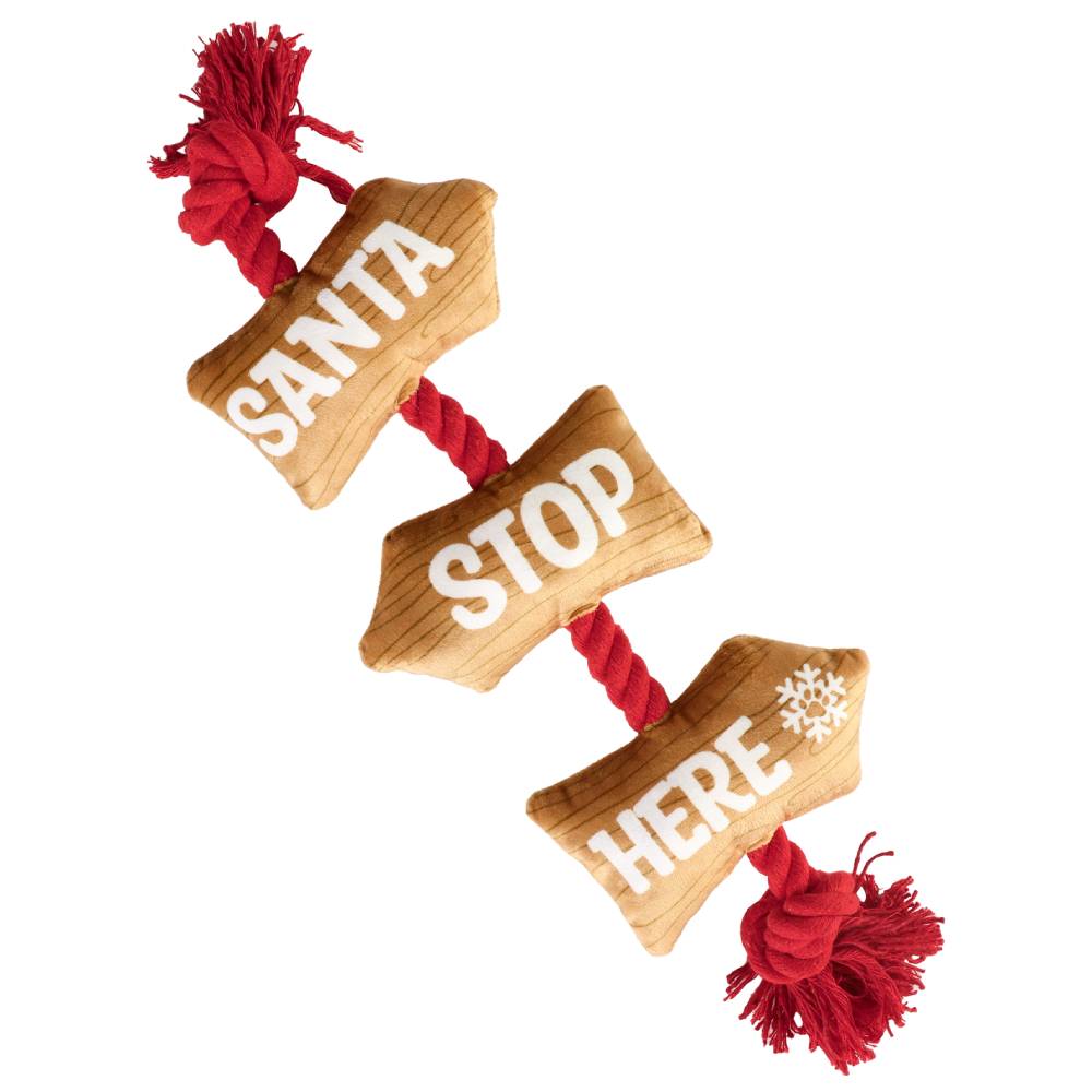 6x19x37cm 'Santa Stop Here' Festive Collection Pet Brands Dog Toy