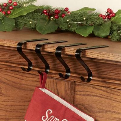 Mantel Hooks Black Set of Four, Set of Four, Black