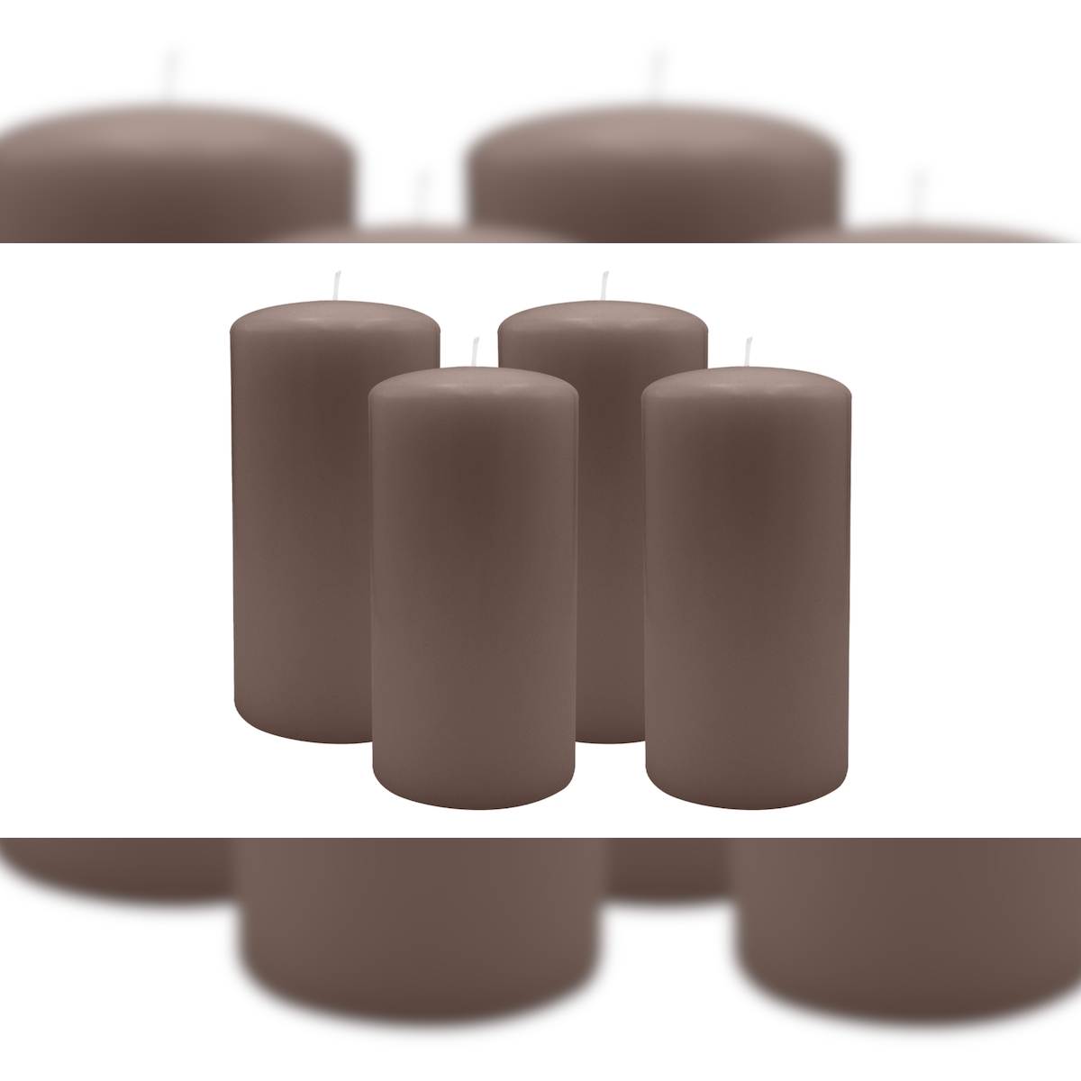 Kopschitz Kerzen 4er Set Stumpenkerzen/Adventskranzkerzen Mocca Ø 80 x 150 mm Image