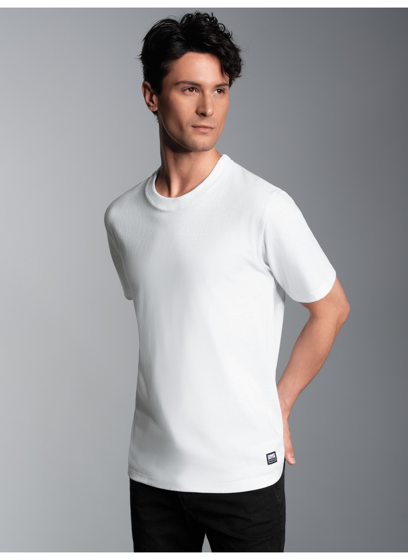 T-Shirt TRIGEMA "TRIGEMA Heavy T-Shirt aus 100% recycelter Baumwolle", Herren, Gr. M, weiß, 100% Baumwolle (recycelt), Basic, Shirts Image