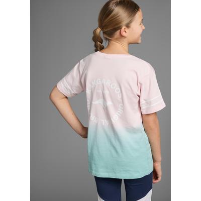 T-Shirt KANGAROOS "Mit trendigem Farbverlauf", Mädchen, Gr. 176/182, rosa (rosa, mint), Jersey, Obermaterial: 100% Baumwolle, mehrfarbig, bedruckt, modisch, bequem hüftbedeckend, Rundhals, Kurzarm abgesteppte Kante, Shirts, kurzärmelig, bequeme... Image