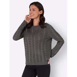 Rundhalspullover CLASSIC BASICS "Rundhals-Pullover", Damen, Gr. 40, grau, 100% Polyacryl, unifarben, Langarm, Pullover