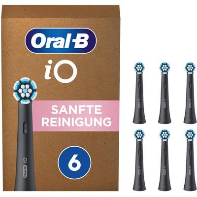 Aufsteckbürste ORAL-B "iO" Zahnbürstenköpfe Gr. 6 St., schwarz sanfte Reinigung