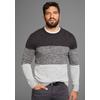 Rundhalspullover MAN'S WORLD "Bis Größe 5 XL", Herren, Gr. L (52/54), grau (grau anthrazit melange), Strick, Obermaterial: 50% Baumwolle, 50% Polyacryl, meliert, casual, regular fit, Rundhals, Langarm Rippstrickbündchen, Pullover, mehrfarbig
