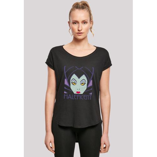 T-Shirt F4NT4STIC ""Long Cut Disney Maleficent Cropped Head"" Gr. XXL, schwarz Damen Shirts Damen,Premium Merch,Lang,Longshirt,Bedruckt