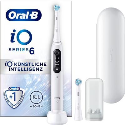 Elektrische Zahnbürste ORAL-B "iO 6" Elektrozahnbürsten weiß mit Magnet-Technologie, Display, 5 Putzmodi, Reiseetui