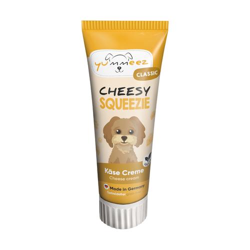 Sparpaket: 4x75g yummeez Classic Squeezie Käse in der Tube Hundesnacks