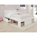 Letto 120 x 190/200 cm Con vani portaoggetti Bianco e naturale - KINSELIA