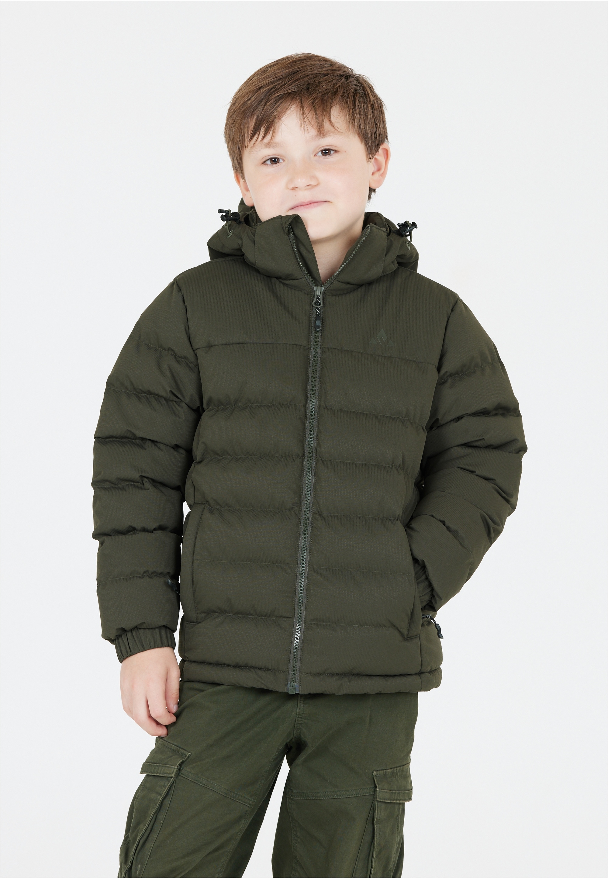 Outdoorjacke WHISTLER "Carseno Jr.", Kinder, Gr. 128, grün (dunkelgrün), 100% Polyester, unifarben, normal, ohne Ausschnitt, Jacken, mit wasserabweisender Eigenschaft Image