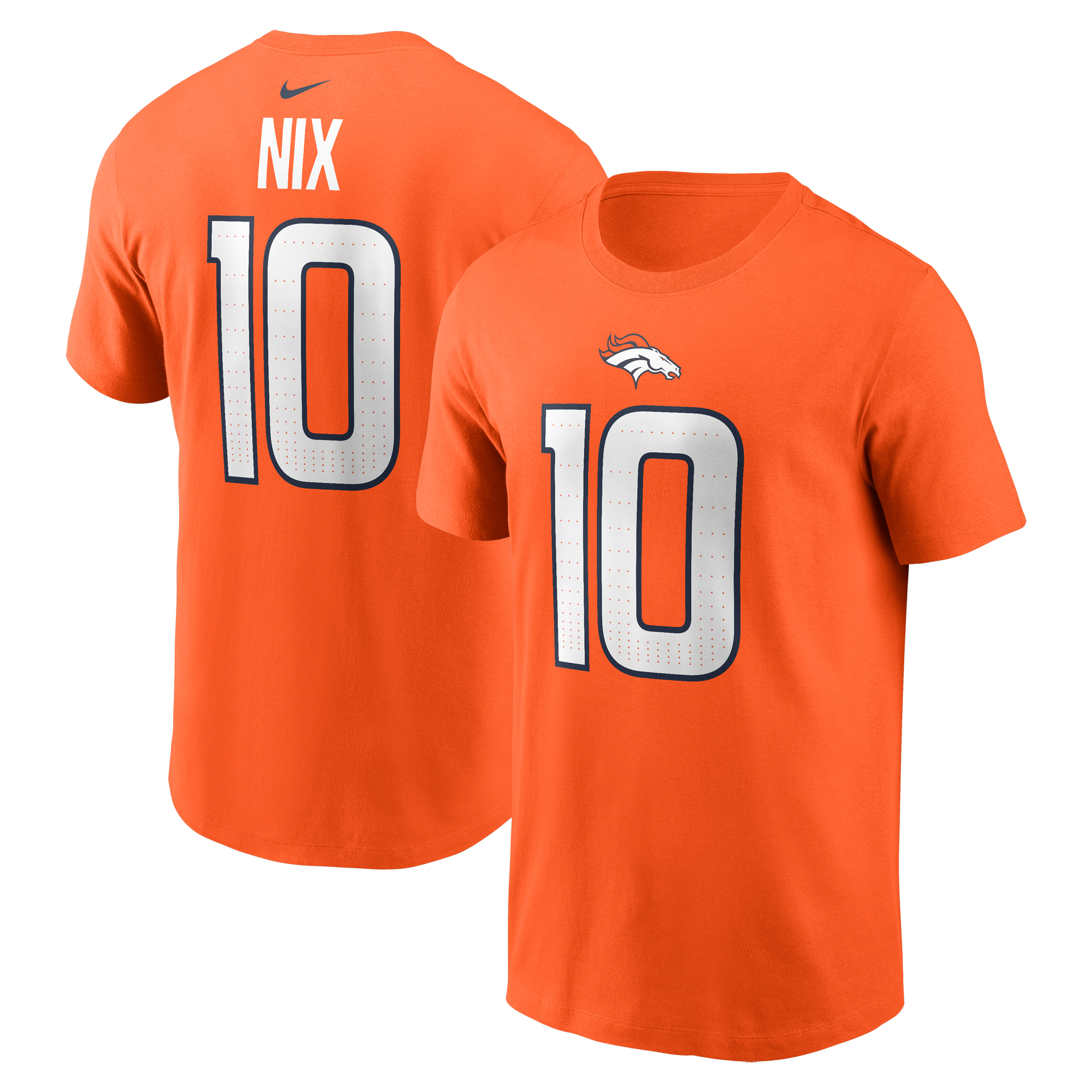 Nike Bo Nix Denver Broncos T-Shirt mit Name und Nummer für Herren in Orange Image