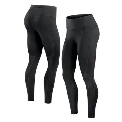 Nike Damen-Leggings mit schwarzem San Francisco 49ers Edge-Schriftzug und Dri-FIT-Logo Image