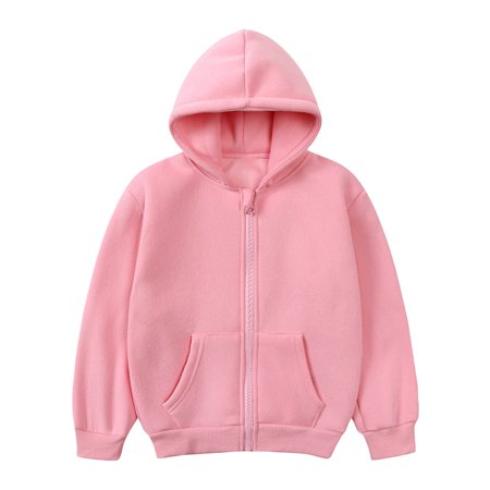 mgdxox Kids Boys Girls Hooded Neck Sweatshirt Casual Solid Color Long Sleeve Pullover Tops 2024 Fall Clothes Pink 130
