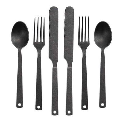 Barebones Matte Flatware 6 Piece Utensil Set - Black