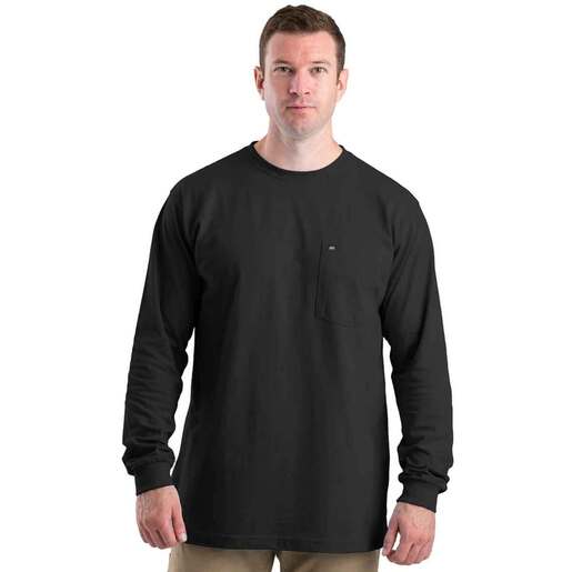 Berne Men's Heavyweight Pocket Long Sleeve Work Shirt - Black S