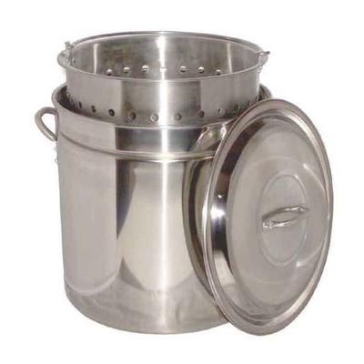 King Kooker 44 qt. Stainless Steel Stock Pot with Basket and Steam Rim - Silver 44 qts