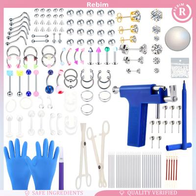 TEMU 168pcs Piercing Kit 14g 16g 20g Steel For , , , , Tongue, Cheekbones, , Eyebrows, , Piercing Jewelry, Piercing Tool Included