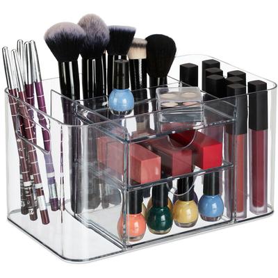 Relaxdays - Kosmetik Organizer, 4 Fächer, 2 Schubladen, hbt: 13x24,5x14,5 cm, Make-Up-Organizer,