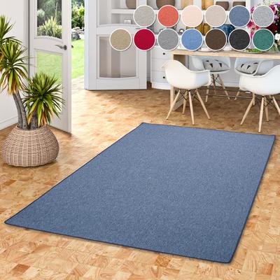 Teppich MY HOME "Fortis, Schlinge, Made in Netherlands", blau (dunkelblau), B:160cm H:5mm L:240cm, Kunstfaser, Teppiche, Uni Farben, gekettelt, auch als Läufer, strapazierfähig, Wohnzimmer Image